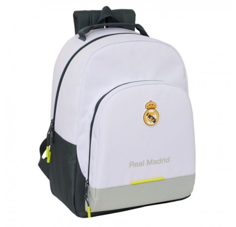 Safta Real Madrid 1Âª Equipacion 25/26 Mochila Escolar - Adaptable a Carro - Asa de Mano - 32x42x15cm - Color Blanco