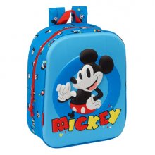 Safta Mickey Mouse Mochila Guarderia 3D - Asa de Mano - Compartimento Principal con Cremallera - 22x27x10cm - Color Azul