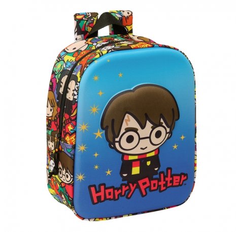 Safta Harry Potter Mochila Guarderia 3D - Asa de Mano - Compartimento Principal con Cremallera - 22x27x10cm - Color Azul