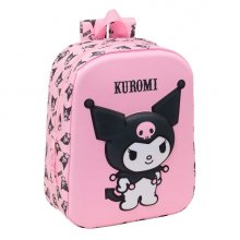 Safta Kuromi Mochila Guarderia 3D de 6L - Asa de Mano Superior - Asas Regulables y Acolchadas - Cierre de Cremallera - 22x27x10cm - Color Rosa Pastel