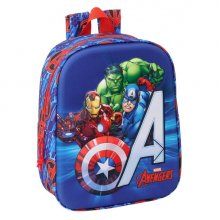 Safta Avengers Mochila Guarderia 3D de 6L - Asa de Mano Superior - Asas Regulables y Acolchadas - Cierre de Cremallera - 22x27x10cm - Color Rojo y Azul