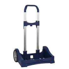 Safta Evolution Carro Portamochilas- Sujecion Universal - Ruedas de 14cm Antivibracion - Aluminio/PP - 40x85x28cm - Color Azul Oscuro