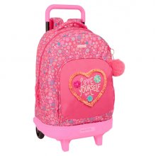 Safta Feeling Mochila con Carro Integrado - Extraible para Facilitar su Limpieza - Base Reforzada - Asa Extraible - 33x45x22cm - Color Rosa