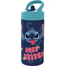 Safta Stitch Sweet Botella de 410ml - PVC sin BPA - Valvula de Salida de Agua - Asa Superior - Tapon Roscado - 74x64x178mm - Color Azul Marino