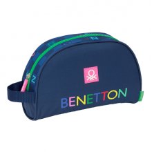 Safta Benetton Damero Neceser - 1 Compartimento - Asa de Mano - 28x18x10cm - Color Azul Marino