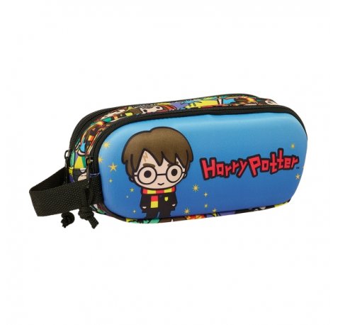 Safta Harry Potter Estuche Portatodo 3D - 2 Compartimentos - Asa de Mano - 21x8x6cm - Color Azul
