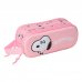 Safta Snoopy Estuche Portatodo 3D de 1L - 2 Compartimentos - Cierre de Cremallera - Asa de Mano - 21x8x6cm - Color Rosa Pastel