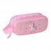 Safta Unicorn Estuche Portatodo 3D de 1L - 2 Compartimentos - Cierre de Cremallera - Asa de Mano - 21x8x6cm - Color Rosa Pastel