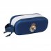 Safta Real Madrid Estuche Portatodo 3D de 1L - 2 Compartimentos - Cierre de Cremallera - Asa de Mano - 21x8x6cm - Color Blanco y Azul