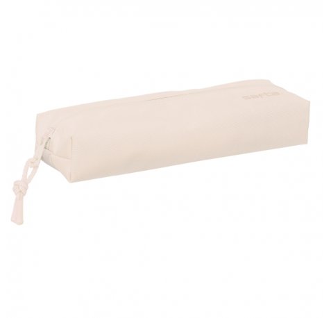 Safta Estuche Portatodo de 22cm - 1 Compartimento - Rectangular - Goma Elastica Trasera - 22x4x7cm - Color Beige