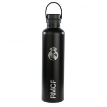 Safta Real Madrid Botella Reutilizable 1L - Doble Pared - Base de Silicona - Acero Inoxidable - Tapon a Rosca con Asa - 12H Caliente / 24H Frio - 31.5x8.4x8.4cm - Color Negro