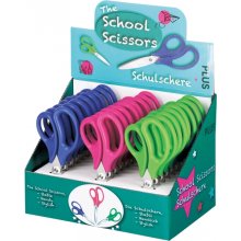 Plus Expositor con 24 Tijeras Escolares 14.5cm - Punta Redondeada - Ergonomicas - Colores Surtidos