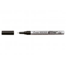 Pilot Super Color Rotulador Permanente Fino - Punta de 1mm de Poliacetal - Tinta muy Densa y Opaca - Cuerpo Metalico - Color Plata (12 uds)