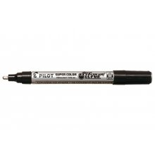 Pilot Super Color Rotulador Permanente - Punta de 4,5mm de Poliacetal - Tinta muy Densa y Opaca - Cuerpo Metalico - Color Plata (12 uds)