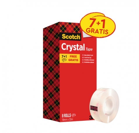 Scotch Pack de 8 Cintas Adhesivas - 19mm x 33m - Promocion 7 + 1 Gratis - Color Transparente