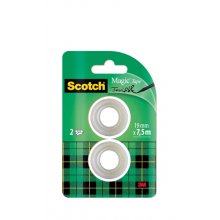 Scotch Magic Pack de 2 Cintas Adhesivas Invisible - Recambio - 19mm x 7.5m - Color Transparente