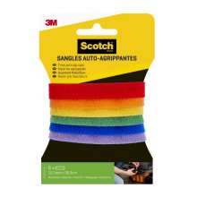 Scotch Pack de 6 Tiras Organizadoras de Cable - 12.7mm x 20.3cm - Colores Surtidos