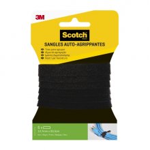 Scotch Pack de 6 Tiras Organizadoras de Cable - 12.7mm x 20.3cm - Color Negro