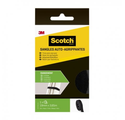 Scotch Tiras Organizadoras de Cable - 19mm x 3.6m - Color Negro