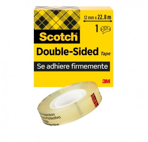 Scotch Cinta Adhesiva de Doble Cara - 12mm x 22.8m - Color Transparente