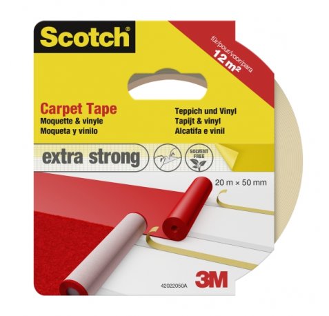 Scotch Cinta Adhesiva para Moqueta - Extrafuerte - 50mm x 20m - Color Blanco