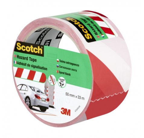 Scotch Cinta Adhesiva de Marcaje - 50mm x 33m - Color Blanco/Rojo