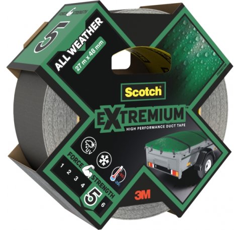 Scotch Extremium Cinta Adhesiva Americana - 48mm x 27m - Uso en Exterior - Altas Prestaciones - Color Negro