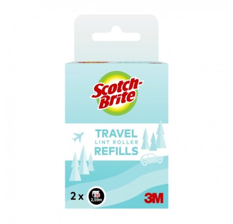 Scotch-Brite Recambios del Pack de 2 Rodillos Quitapelusas de Viaje - 30 Hojas por Rodillo - Color Negro