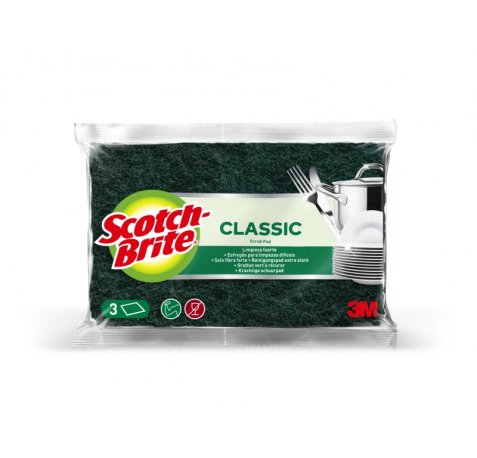 Scotch-Brite Classic Pack de 3Â Estropajos de Cocina - Color Verde Oscuro