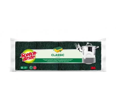 Scotch-Brite Classic Pack de 8Â Estropajos de Cocina - Proteccion para los Dedos - Color Verde Oscuro