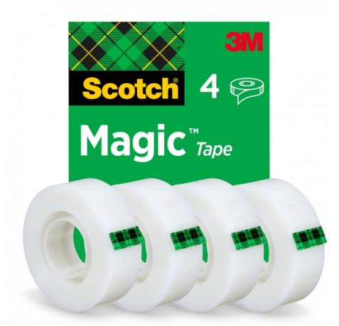 Scotch Magic Pack de 4 Cintas Adhesivas Invisible - 19mm x 33m - Color Transparente