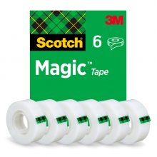 Scotch Magic Pack de 6 Cintas Adhesivas Invisible - 19mm x 33m - Color Transparente