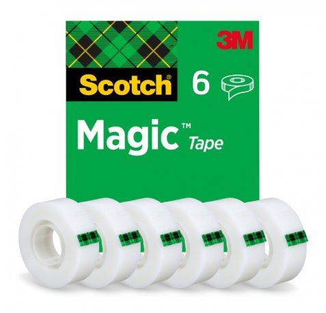 Scotch Magic Pack de 6 Cintas Adhesivas Invisible - 19mm x 33m - Color Transparente