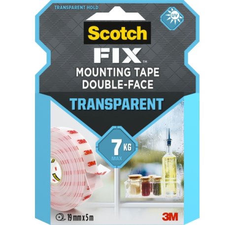 Scotch-Fix Cinta de Montaje de Doble Cara Transparente - 19mm x 5m - Color Transparente