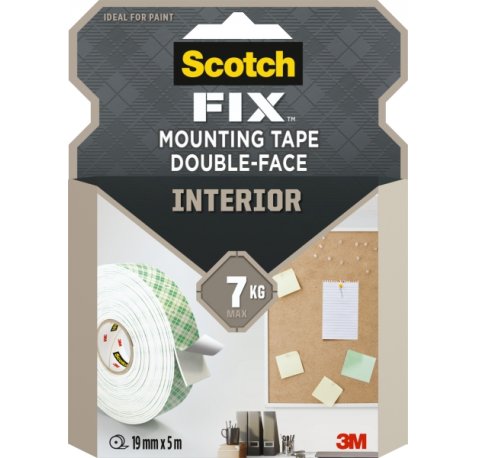 Scotch-Fix Cinta de Montaje para Interior de Doble Cara - 19mm x 5m - Color Blanco
