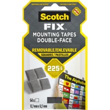 Scotch-Fix Pack de 64Â Cuadrados Adhesivos de Doble Cara Reutilizables - 12.7mm x 12.7mm - Color Gris