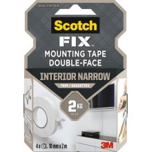 Scotch-Fix Pack de 4 Cintas de Montaje de Doble Cara - 10Â mm x 2m - Color Blanco