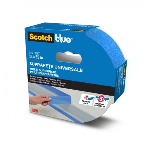 Scotchblue Cinta de Enmascarar - 36mm x 55m - 100% PEFC - Multisuperficie - Color Azul