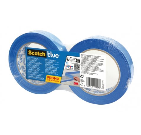 Scotchblue Pack de 2 Cintas de Enmascarar - 24mm x 41m - 100% PEFC - Multisuperficie - Color Azul