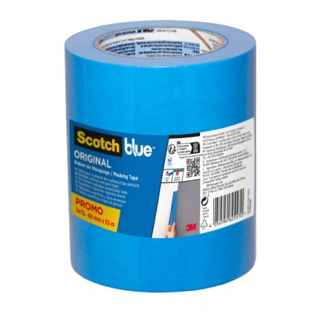 Scotchblue Original Pack de 3 Cintas de Enmascarar - 48mm x 55m - 100% PEFC - Multisuperficie - Color Azul