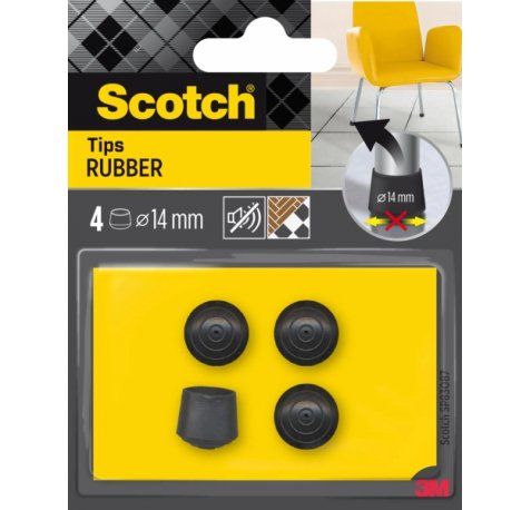 Scotch Pack de 4 Conteras de Goma - Diametro de 14mm - Color Negro