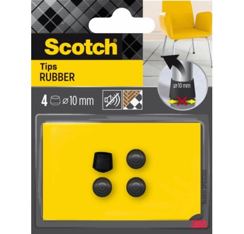 Scotch Pack de 4 Conteras de Goma - Diametro de 10mm - Color Negro