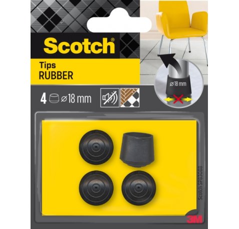 Scotch Pack de 4 Conteras de Goma - Diametro de 18mm - Color Negro