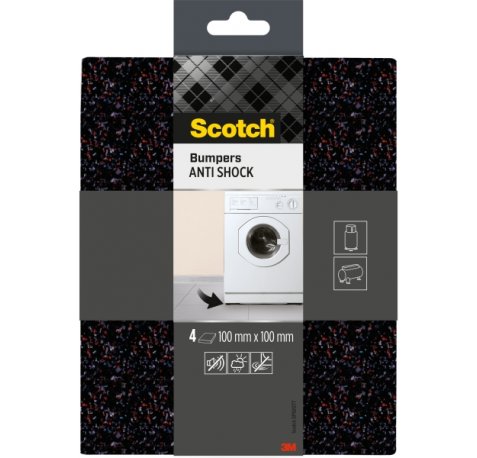Scotch Pack de 4 Almohadillas Protectoras Antichoque - 100x100mm - Color Negro