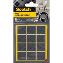 Scotch Pack de 12 Almohadillas de Fieltro Adhesivas - Ultra Resistentes - 24x22mm - Color Blanco/Gris