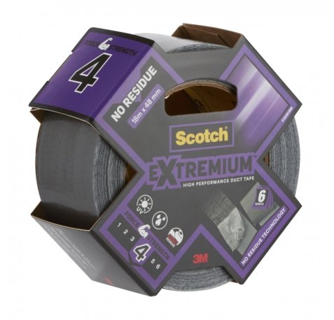 Scotch Extremium Cinta Adhesiva - 48mm x 18.2m - Sin Residuos - Alto Rendimiento - Color Negro