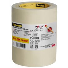 Scotch Utility Pack de 3 Cintas de Enmascarar - 48mm x 50m - 70% PEFC - Color Blanco