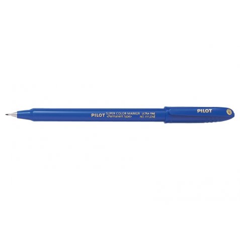Pilot Super Color Rotulador Permanente Ultra Fino - Punta de Poliacetal 1mm - Libre de Xileno - Color Azul (12 uds)