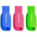 Sandisk Pack de 3 Cruzer Blade Memoria USB 2.0 32GB - Ultra Compacta - Color Azul, Rosa y Verde (Pendrive)
