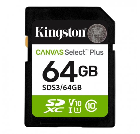 Kingston Tarjeta SDXC 64GB UHS-I Clase 10 100MB/s Canvas Select Plus